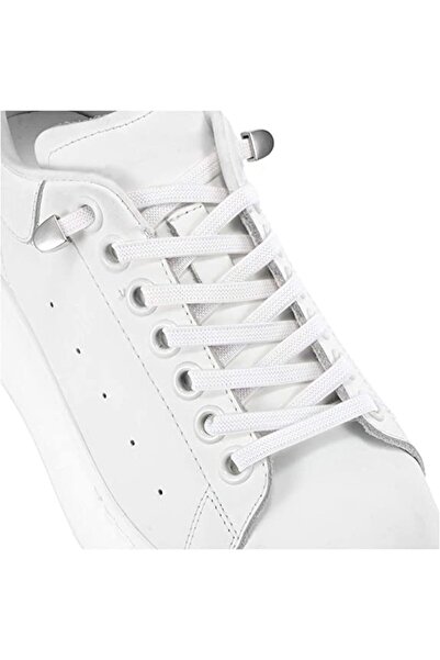 Endurance Sports Set 2 șireturi elastice cu sistem NO TOUCH, cleme metalice, sporturi de anduranță, placă, alb