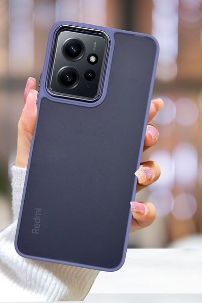 Fibaks Redmi Note 12 4g Case Metal Frame Colorful Frosted Transparent Cover with Sensitive Button