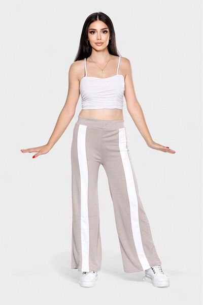Pollux Women's High Waist Palazzo Sweatpants with Stripe