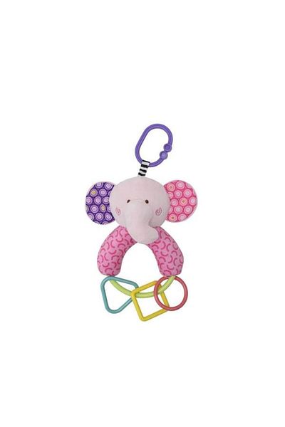 LORELLİ Plush Toy Elephant, 20 cm, with Geometric Shapes and Rattle, 0 Months+