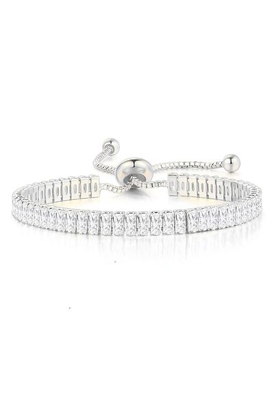 Eva Grace Reese tennis bracelet, silver, with rectangular zirconia stones, adjustable - Cel Collection