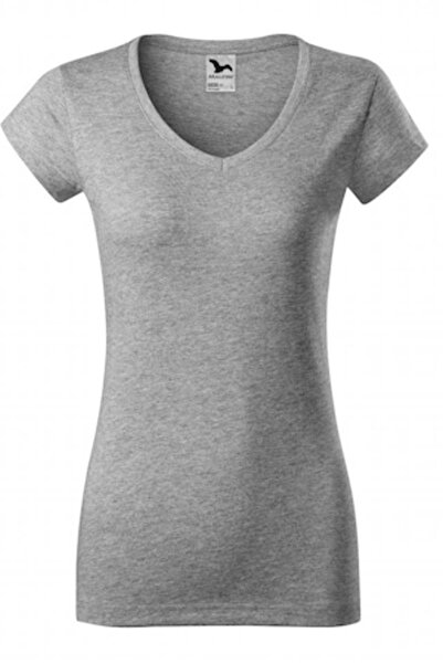 Malfini Tricou de damă cu decolteu în V, gri închis, mărimea XL
