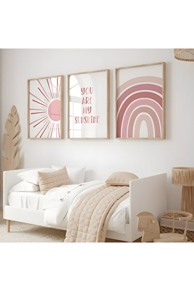 Home 3'lü BOHO Sen Benim Güneşimsin, Çocuk Odası Dekoru, Çocuk Odası Tablo , Çerçevesiz Poater