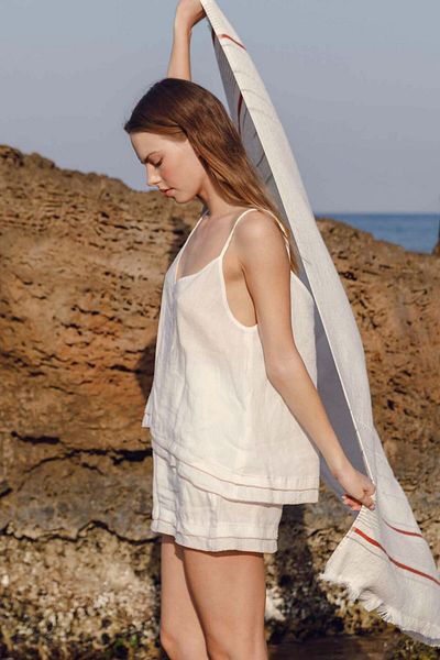 JOJOMIA Lole Strap Women's Blouse Cream-Salmon