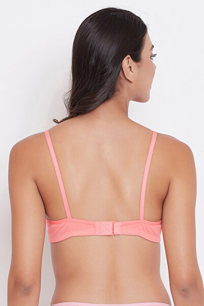 Clovia Non-Padded Non-Wired Full Coverage T-shirt Bra in Peach Pink - Cotton
