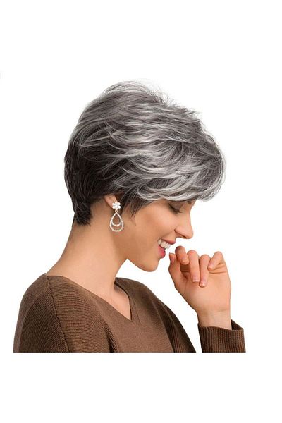 Generic Short Straight Hair Wig - BlackWhite