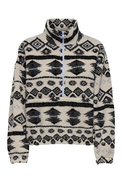 ONLY 15267415-ONLJANNE LIFE AZTEC TEDDY СИВ БРЯЗГОВО ДАМСКА СПОРТНА БУЗУНКА