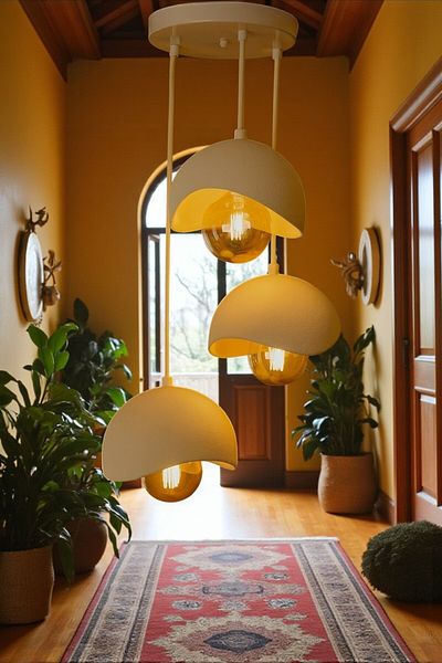 CESSTORE 3-Piece Pendant Lamp Concrete Look Decorative Chandelier, Minimal Nordic Bohemian Design, Daylight Bulb Included