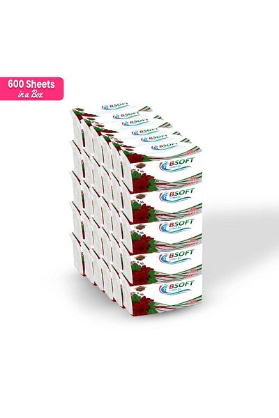 B soft BSoft Facial Tissue 600 Sheets 2-Ply (Pack of 30)
