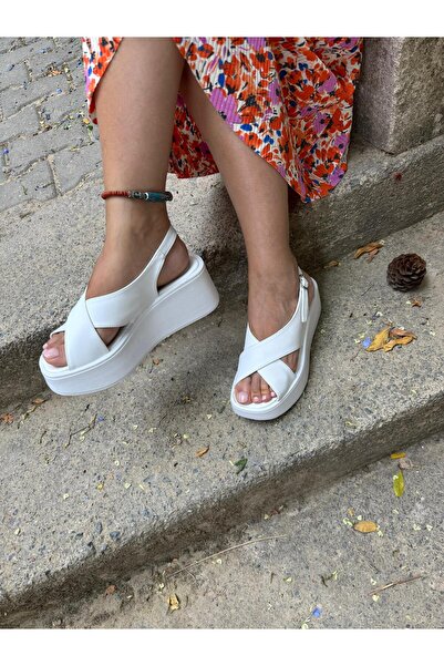 ND Shoes Dolgu Topuklu Kadın Sandalet