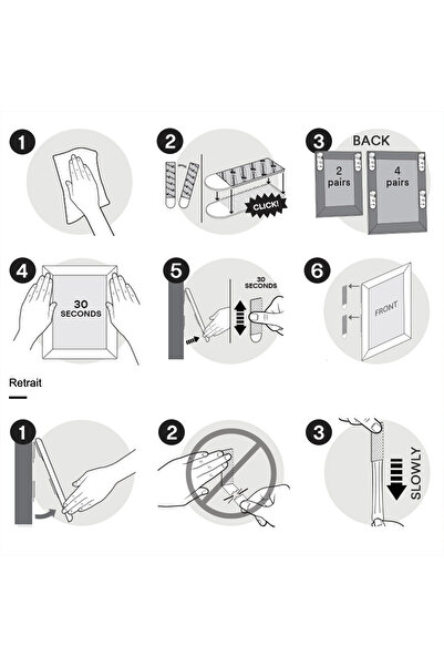 Bondit Velcro Tape for Hanging Pictures and Photos BNDF1964, 4 Pcs/Set, 6kg