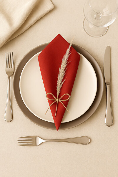 ALASEREN 6 قطع مناديل قماش قطن 100% مقاس 40×40 سم لون أحمر