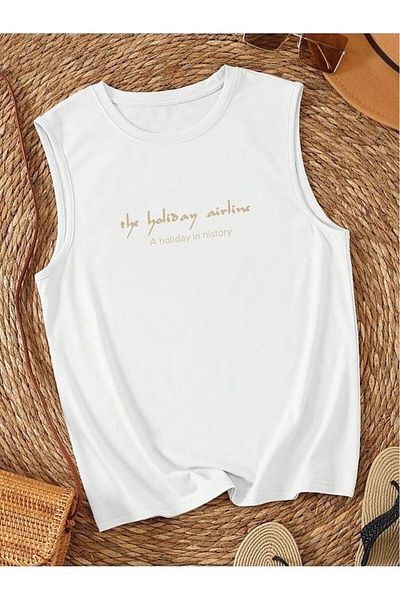 MARKATEM Tasmanya Printed Casual Cut Cotton Oversize Sleeveless T-Shirt
