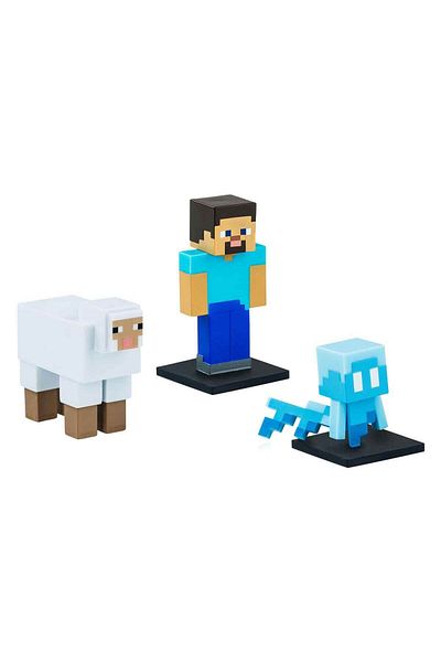 MINECRAFT 3D Toppeez Figure and Pen Head 3 Pack - Steve - Sheep - Allay