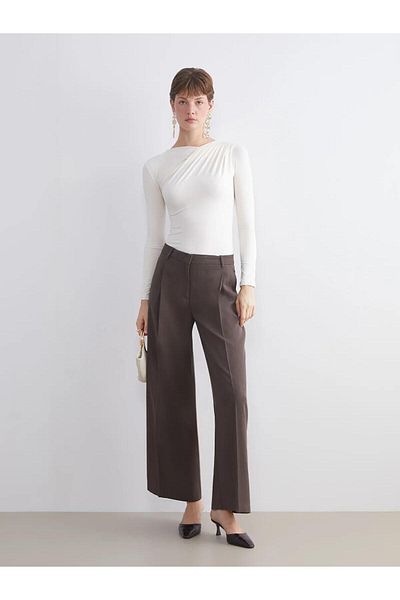 LC Waikiki Loose Fit Wide Leg Women's Pleated Trousers (W5)
