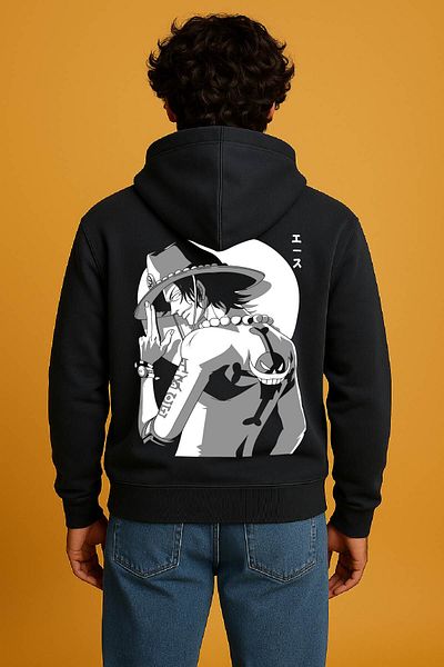 By Caspita Fashion Lenithra One Piece Luffy Anime Back Printed Unisex Oversize Smoked Hoodie