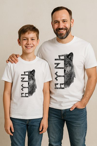 sielta Turkish Bozkurt Wolf Printed Father Child Combination T-Shirt (Add Separately to the Cart)