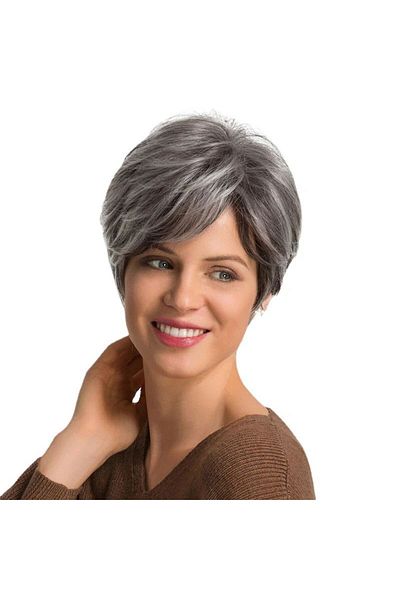 Generic Short Straight Hair Wig - BlackWhite