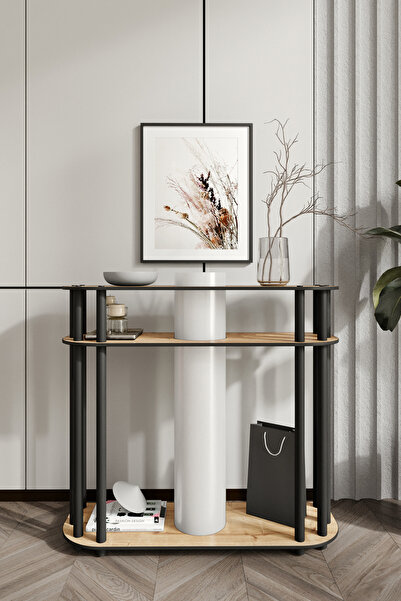 Genel Markalar Cruise Dresuar Dekoratif Raflı Lambader Meşe, 1. Sınıf MDF ve PVC Başlık