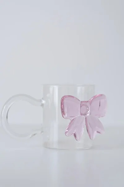 Dekorzdükkan 2-Piece Bow Glass Mug