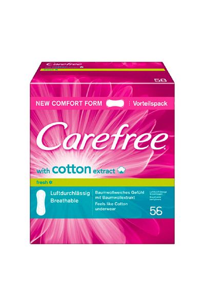 Carefree فوط صحية يومية مستخلصة من القطن قابلة للتنفس، 56 فوطة