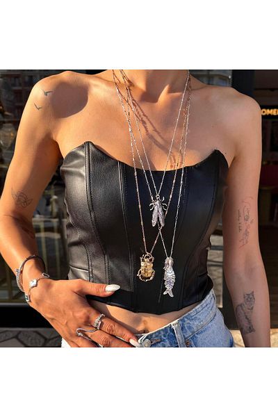 neslyaccessories Triple Long Necklace – Fish Figured