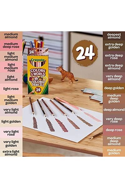 Crayola Colours of the World Coloured Pencils, Pack of 24, Assorted Multicultural Colours in Skin Tones