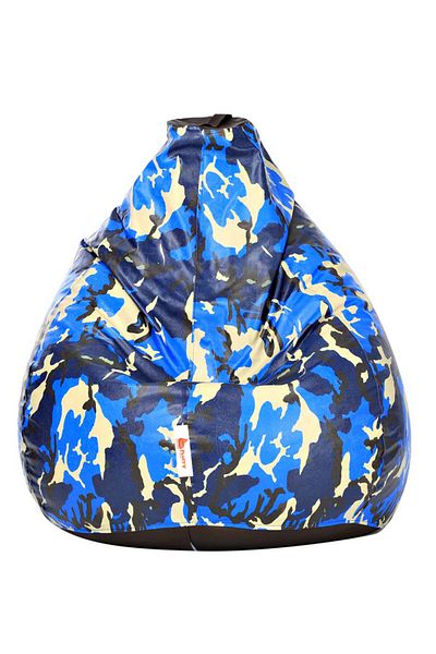 fluffy Blue Camouflage Bean Bag - Comfortable Modern Design