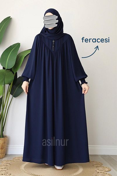 ASİLNUR Alya Ferace Souffle Gift Set Navy Blue