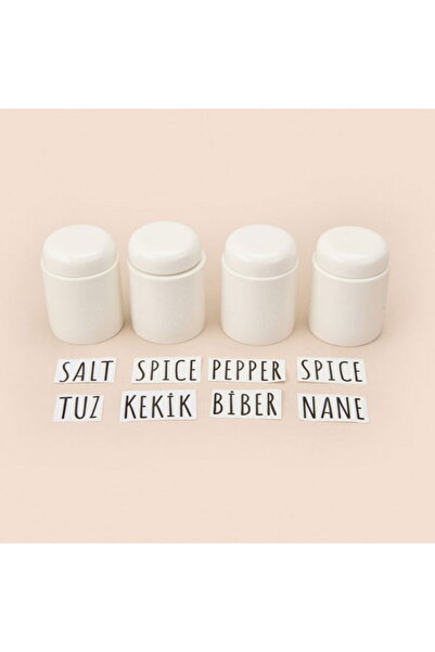 MİEN 4'lü Mini Porselen Baharatlık - Beyaz