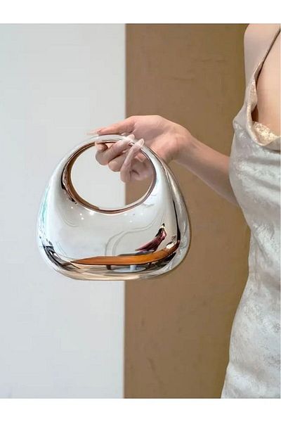 Rivina Women's Gold Chain Hand and Shoulder Evening Dress Bag
