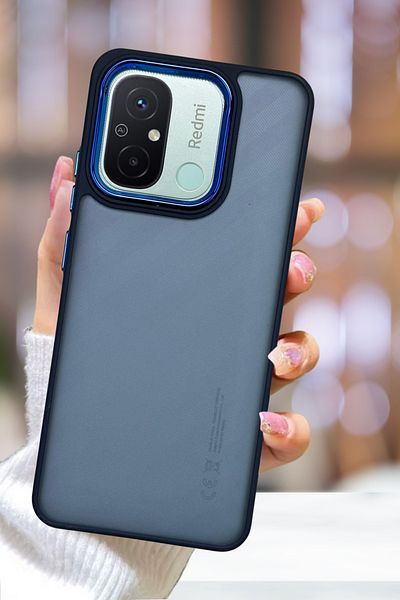 Fibaks Redmi 12C Case Metal Frame Colorful Frosted Transparent Cover with Sensitive Button