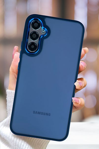 Fibaks Samsung Galaxy A34 Case Metal Frame Colorful Frosted Transparent Cover with Sensitive Button