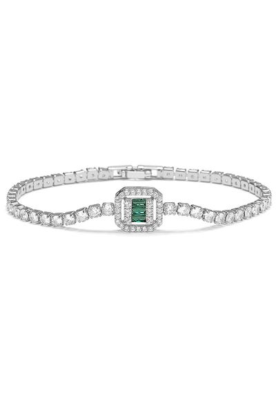 Eva Grace Annais tennis bracelet, silver with green stone, thin, decorated with zirconia - Cel Collection
