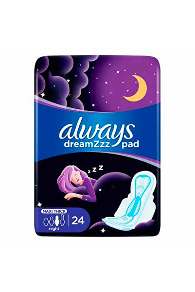 Always فوط صحية ليلية بملمس قطني مع أجنحة، طويلة جدًا، 24 فوطة
