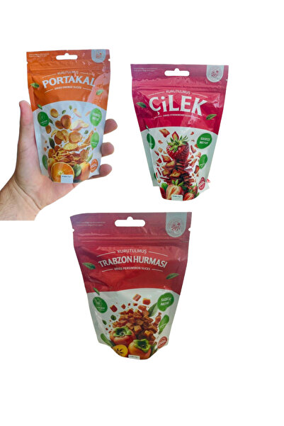 ASELYA Set of 3 Natural Dried Fruits – Strawberries, Oranges, Dates – Snack W...