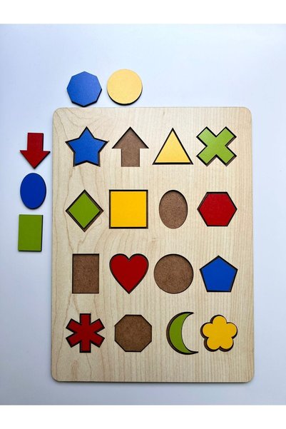 WoodStory Montessori Educational Geometric Shapes Bultak Puzzle