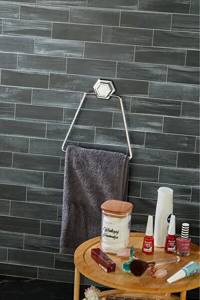 FBZhome Suport pentru prosoape din metal argintiu triunghi adeziv Organizator...