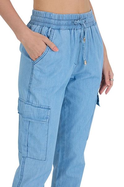 Rodi Jeans High Waist Cargo Pocket Slim Fit Elastic Leg 100% Cotton Slim Jeans
