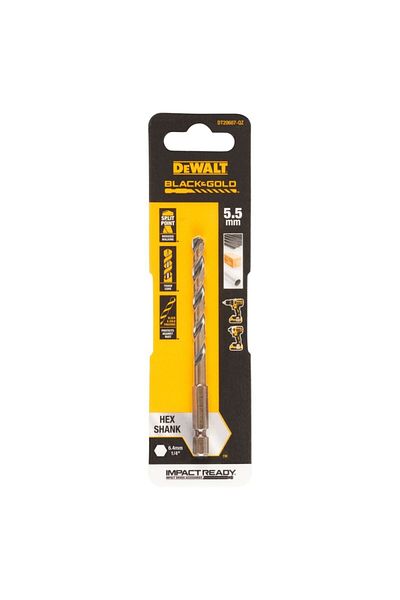 Dewalt - Burghiu hexagonal HSS-G negru și auriu, 5,5 mm [DT20607-QZ]