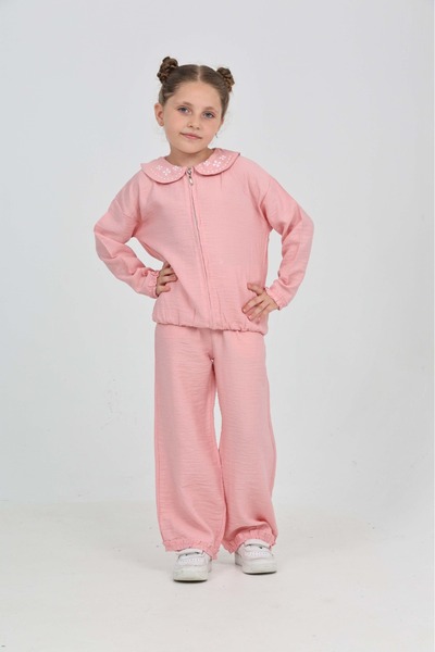 Toontoy Σετ αθλητικής φόρμας για κορίτσια με κέντημα στο γιακά