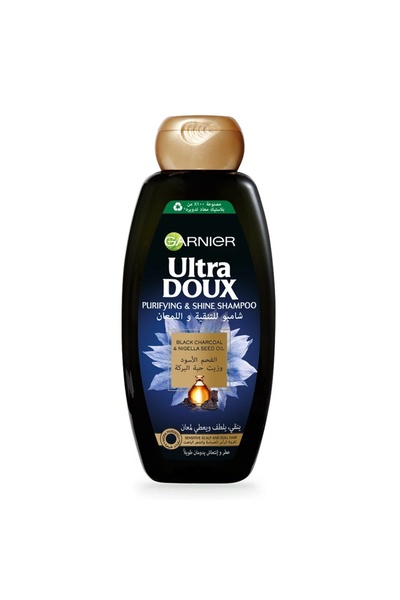Garnier Ultra Doux Black Charcoal And Nigella Seed Oil Purifying And Shine Shampoo, 400ml