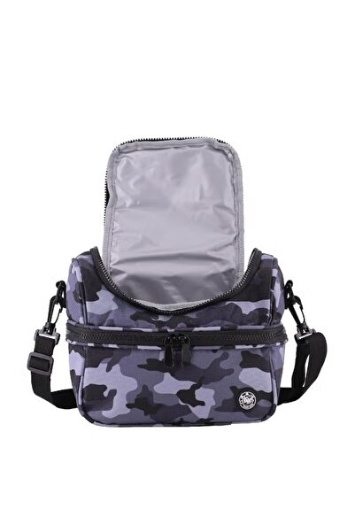 Atrium حقيبة غداء كبيرة بسحاب ونقشة مموهة - أسود