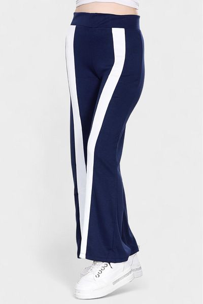 Pollux Women's High Waist Palazzo Sweatpants with Stripe