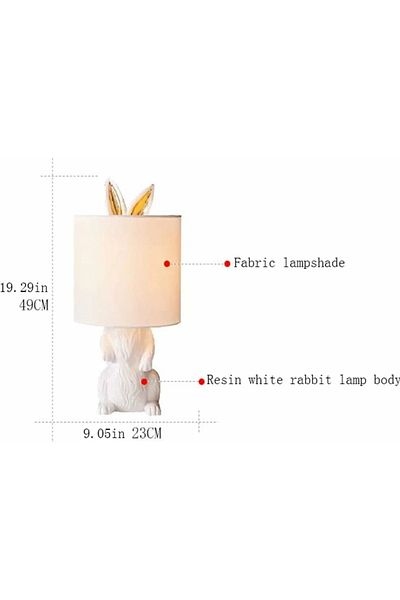 LUXXO Decorative Lamp Bunny, 1xE27, Resin Body, Textile Lampshade, 23x23x49cm