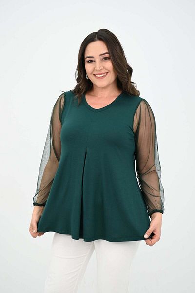 Bigsize Women's plus size blouse 1857-24 Dark green / 4XL