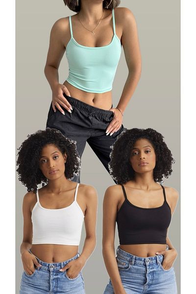 The Base Women's Advantage 3 Pack Crop Top with Rope Strap
