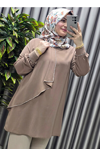 Elmas Tesettür Women's Hijab Clothing Plus Size Stoned Evening Dress Tunic