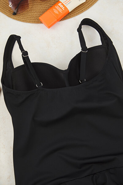 Trendyol Curve Μαύρο Μαγιό Φόρεμα Plus Size TBBSS25AM00022