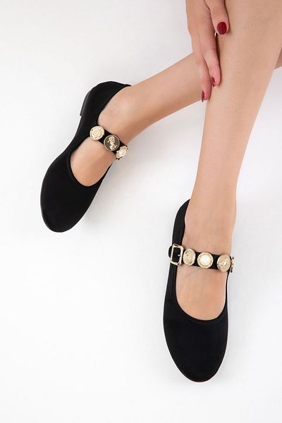 SOHO Black Suede Women's Ballerinas 20756